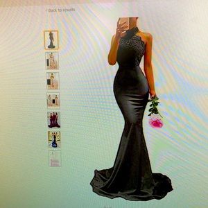 Long black formal dress.